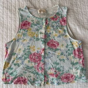 Sezane floral crop tank small pointelle